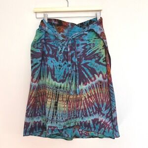 Culture Shop Tie Dye Wrap Skirt Rayon Boho Festival One Size Thailand